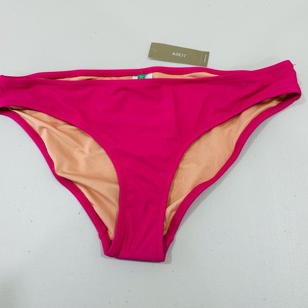 NWT J. Crew Curved-Waist Cheeky Bikini Bottom Pink Size‎ Large L NEW